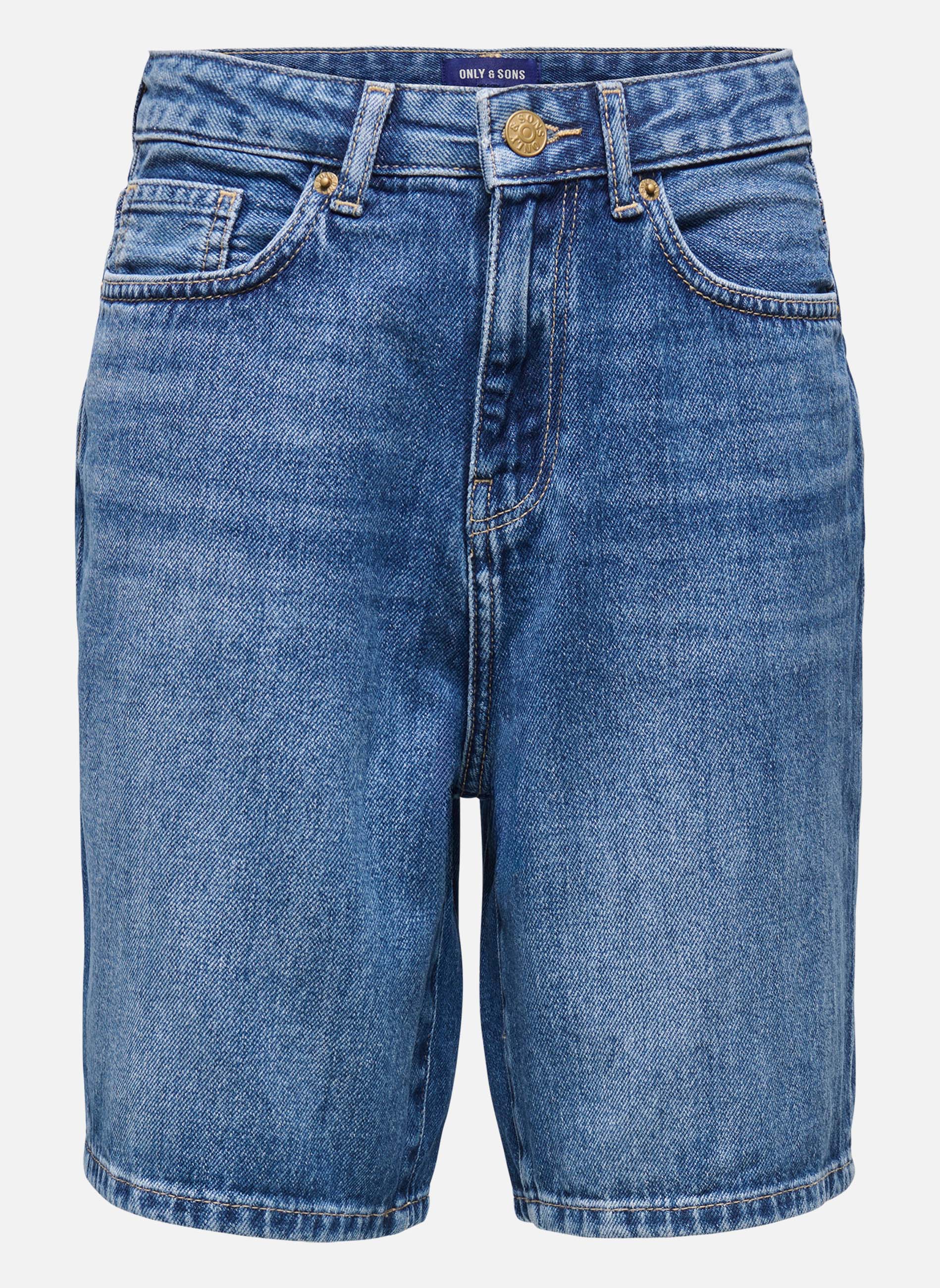 Pantalons Short coton biologique droit - 22036964 garçon bleu Only & Sons Pantalons Short coton biologique droit - 22036964 garçon bleu Bleu