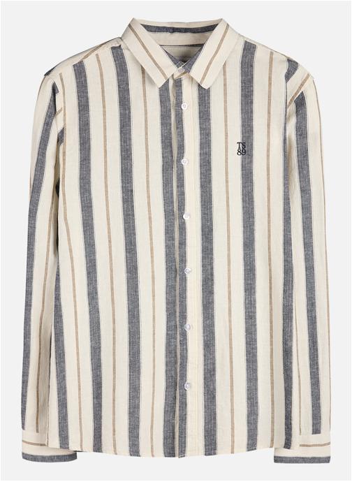 Teddy Smith Chemises Chemise lin et coton à rayures droite - 10718108D homme blanc