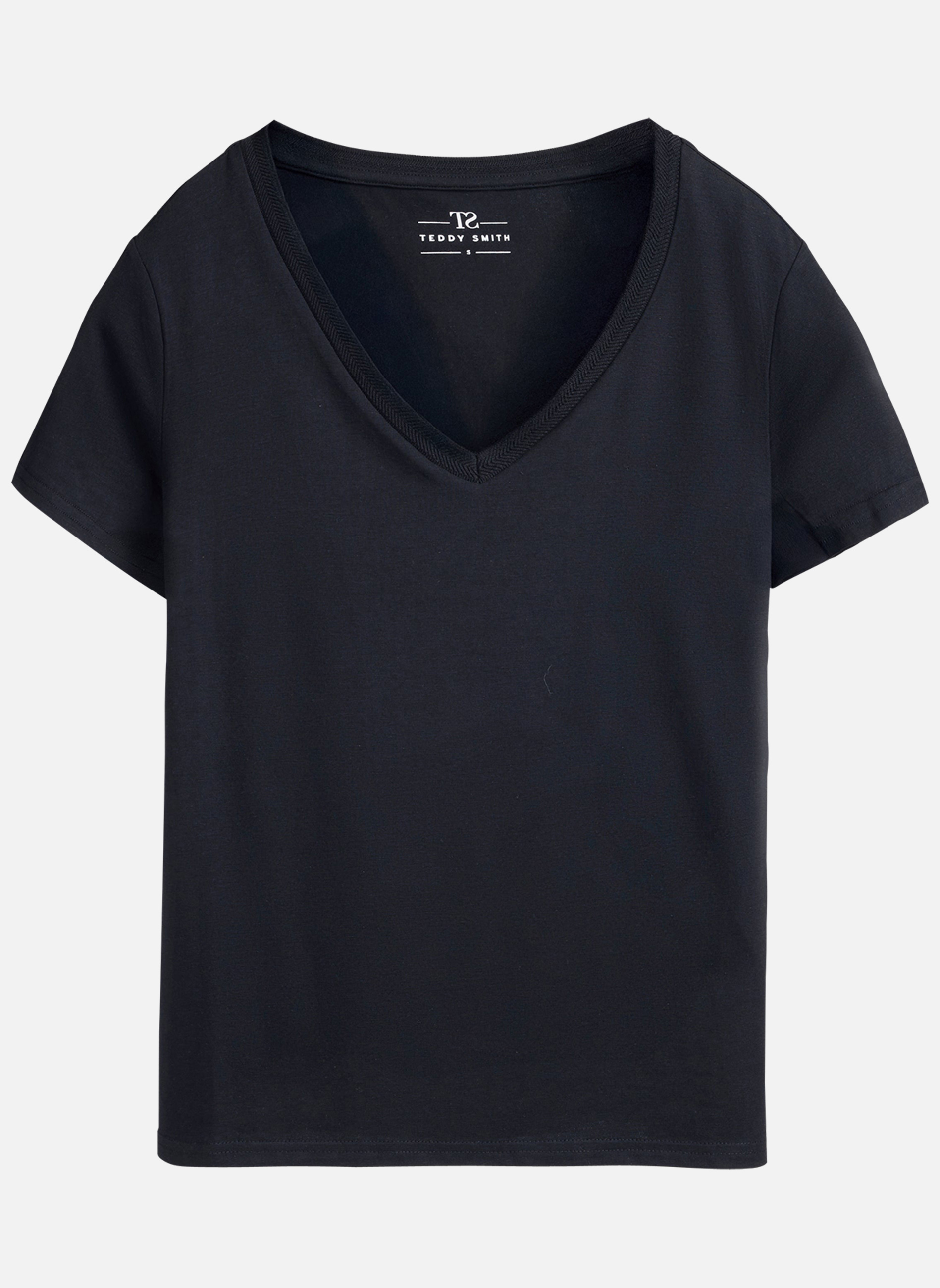 Tee-shirts T-shirt col v femme bleu Teddy Smith Tee-shirts T-shirt col v femme bleu Bleu