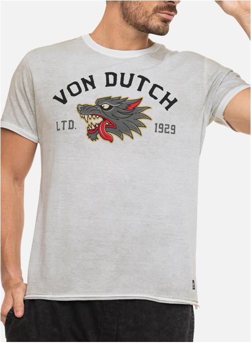 Von Dutch Tee-shirts T-shirt coton col rond droit - Vd/1/Tr/Wild/K homme gris