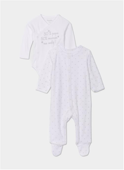 KIMBALOO Pyjamas et Grenouillères Pyjama, dors bien - KIM1_SET_ETOILE fille blanc