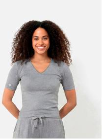 Tee-shirts T-shirt à manches courtes Femme Gris chiné femme beige