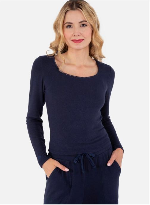 Isotoner Tee-shirts T-shirt col carré Femme Beige femme bleu