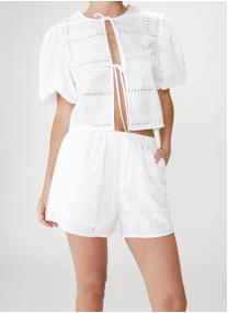 Shorts Short large en coton brodé poches italiennes white Wyler femme blanc