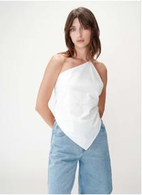 Tops Top en coton brodé asymétrique dos nu white Waiting femme blanc Grace & Mila Tops Top en coton brodé asymétrique dos nu white Waiting femme blanc Blanc