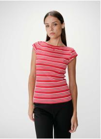 Tops T-shirt col bateau ajusté à rayures rouge Wake femme rouge Grace & Mila Tops T-shirt col bateau ajusté à rayures rouge Wake femme rouge Rouge