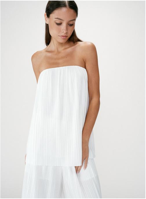 Grace & Mila Tops Top bustier plissé aérien ivoire West femme beige