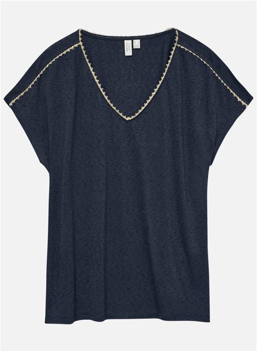 Vero Moda Tee-shirts T-shirt col v droit - 10342229 femme bleu