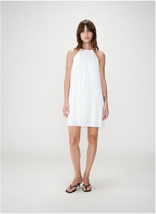 Grace & Mila Robes Robe courte plissée à encolure américaine ivoire Wilona femme beige