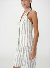 Tops Gilet de tailleur col V dos nu rayure Winika femme beige