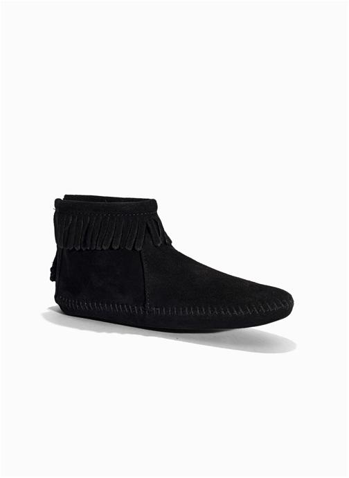 Minnetonka Bottines basses Back Zip Softsole femme noir