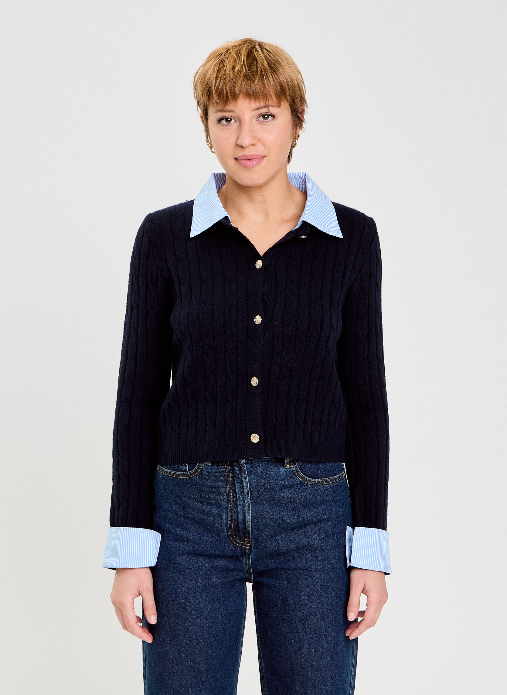 Gilets GILBISHIRT femme bleu Cache Cache Gilets GILBISHIRT femme bleu Bleu marine