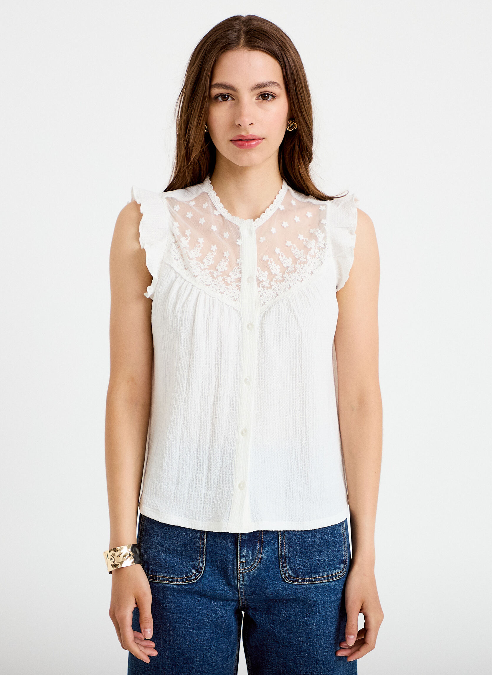 Débardeurs DBLOUROMAN femme blanc Cache Cache Débardeurs DBLOUROMAN femme blanc Blanc
