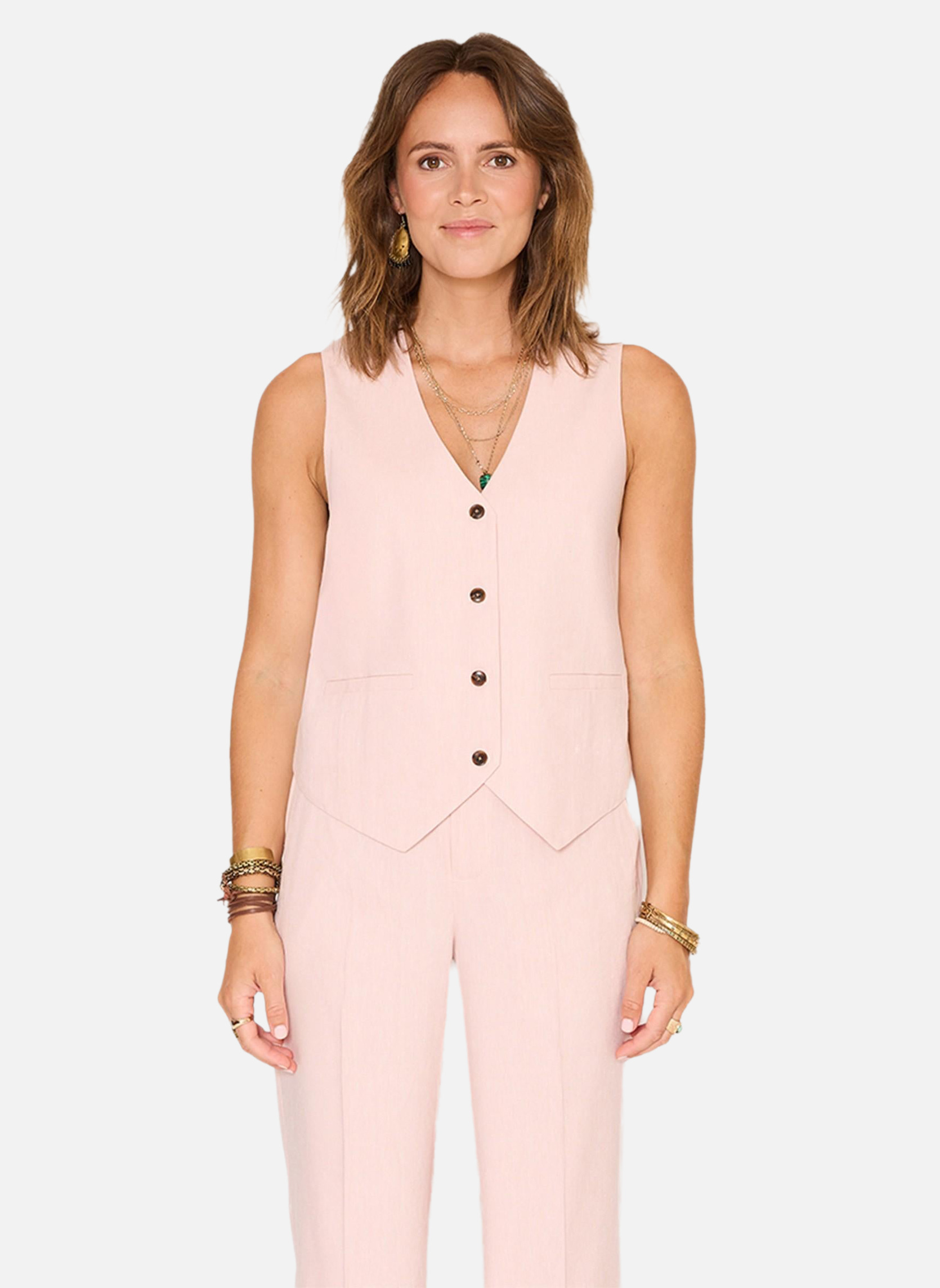 Gilets Gilet Gery Blush femme rose MKT Studio Gilets Gilet Gery Blush femme rose Rose pastel