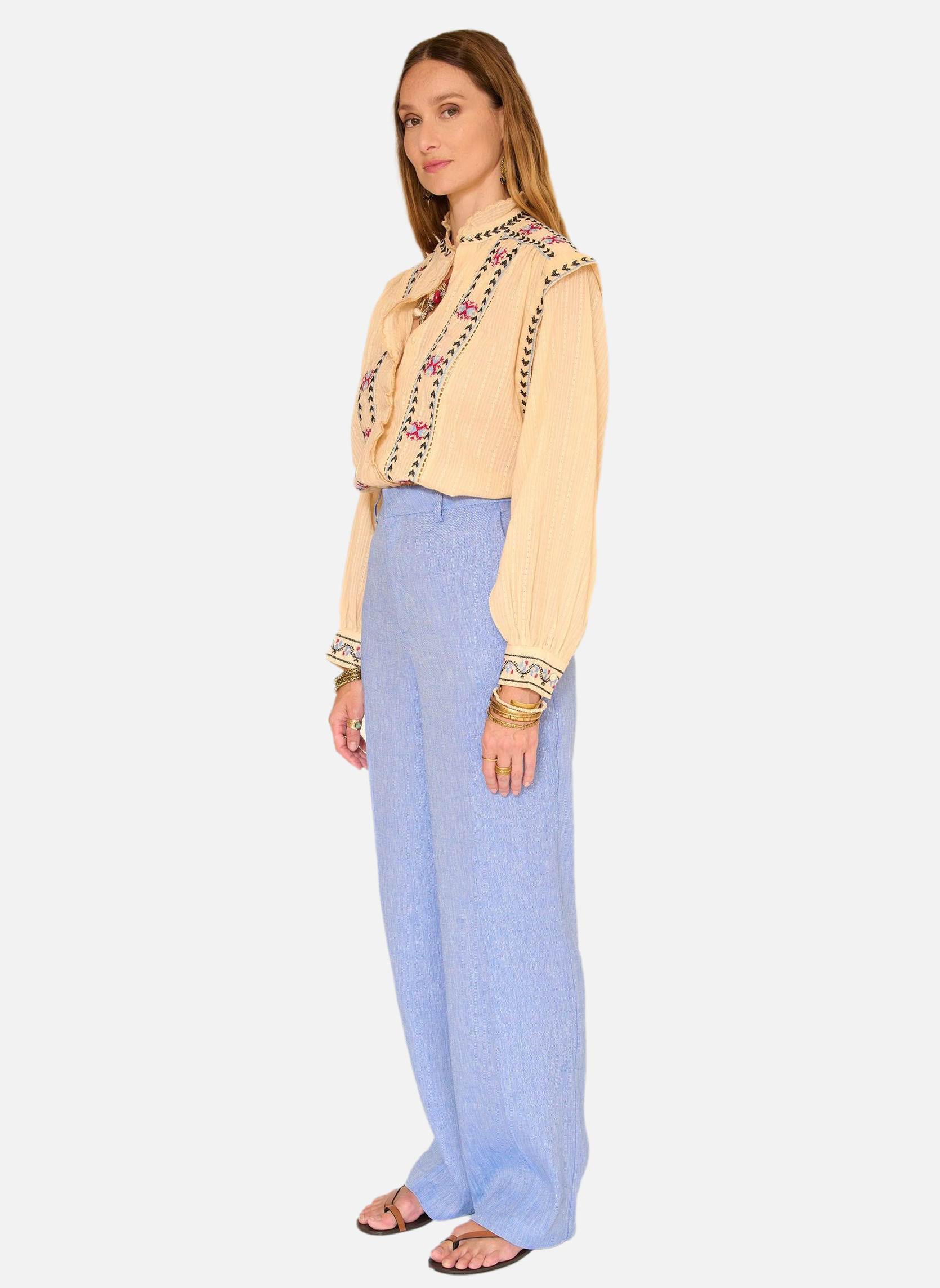 Pantalons droit Pantalon Petuna Blue femme bleu MKT Studio Pantalons droit Pantalon Petuna Blue femme bleu Bleu