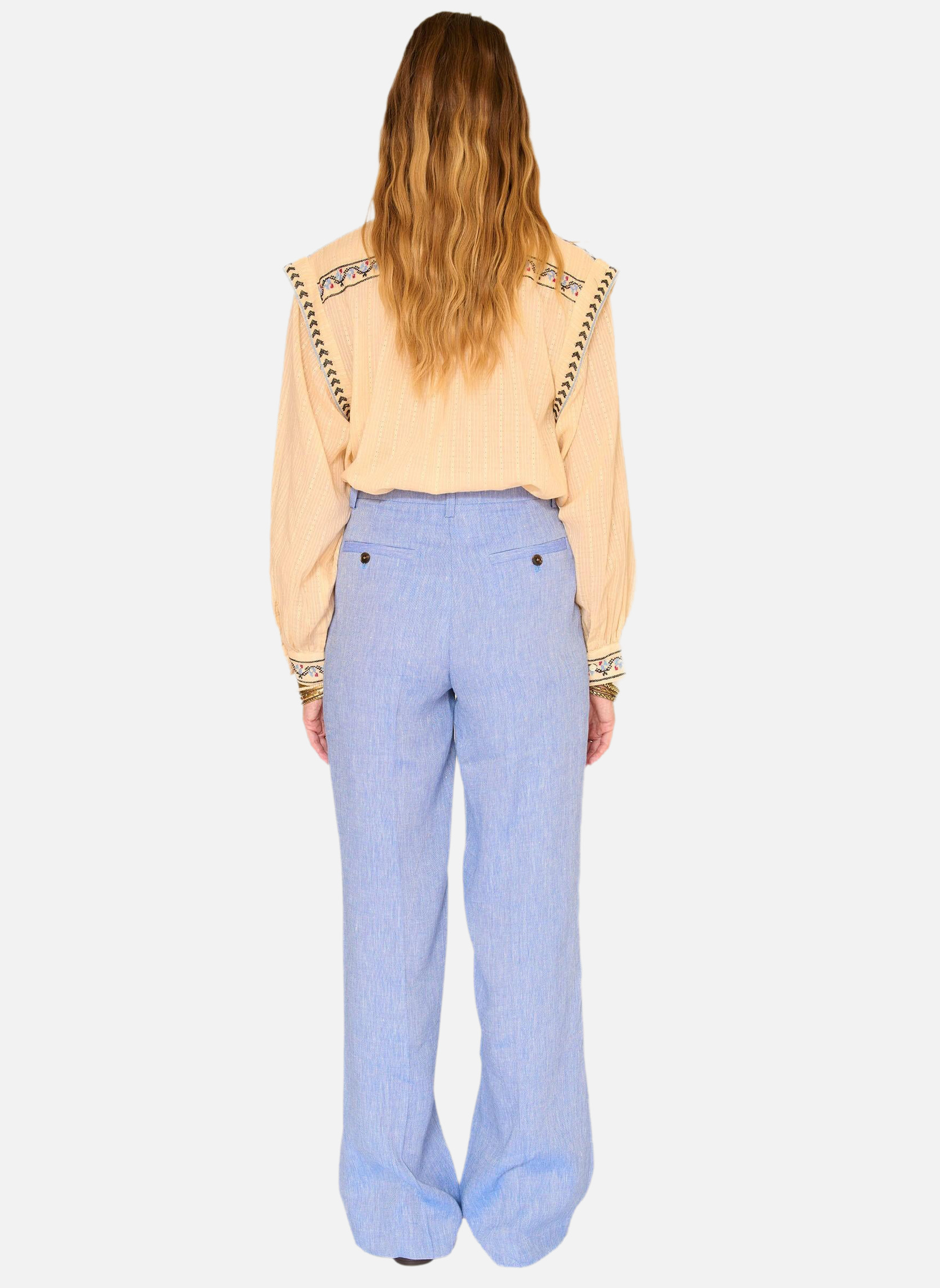 Pantalons droit Pantalon Petuna Blue femme bleu MKT Studio Pantalons droit Pantalon Petuna Blue femme bleu Bleu