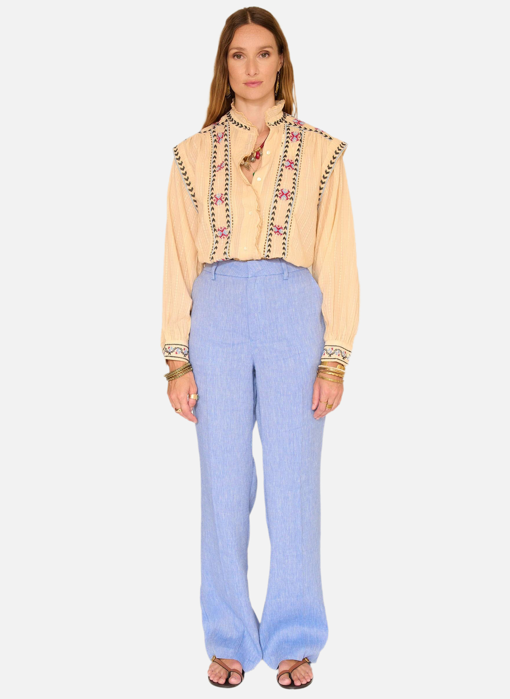 Pantalons droit Pantalon Petuna Blue femme bleu MKT Studio Pantalons droit Pantalon Petuna Blue femme bleu Bleu