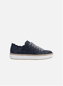 Baskets basses Tennis en cuir noires à talon plat avec des lacets à rayures - 1056602 femme noir Rieker Baskets basses Tennis en cuir noires à talon plat avec des lacets à rayures - 1056602 femme noir Noir