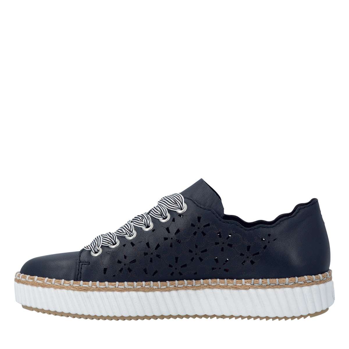 Baskets basses Tennis en cuir noires à talon plat avec des lacets à rayures - 1056602 femme noir Rieker Baskets basses Tennis en cuir noires à talon plat avec des lacets à rayures - 1056602 femme noir Noir