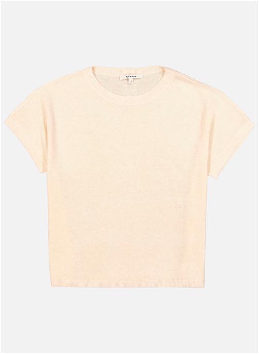 Garcia Pulls Pull col rond droit - P260244 femme blanc