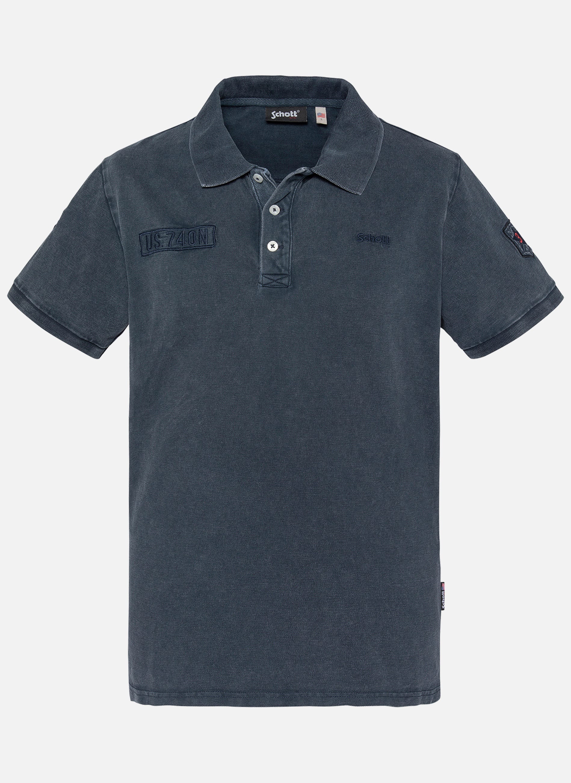 Polos Polo coton droit - Pssitka homme bleu Schott Polos Polo coton droit - Pssitka homme bleu Bleu
