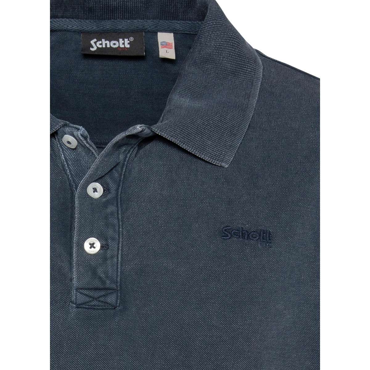 Polos Polo coton droit - Pssitka homme bleu Schott Polos Polo coton droit - Pssitka homme bleu Bleu