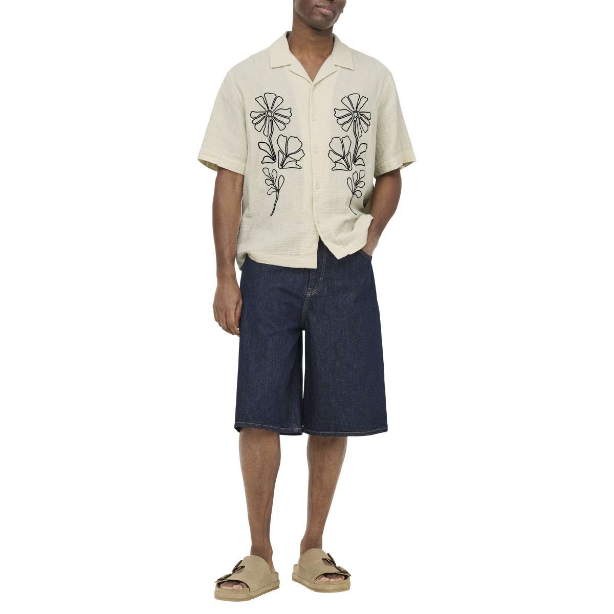 Chemises Chemise coton droite - 22037207 homme blanc Only & Sons Chemises Chemise coton droite - 22037207 homme blanc Blanc