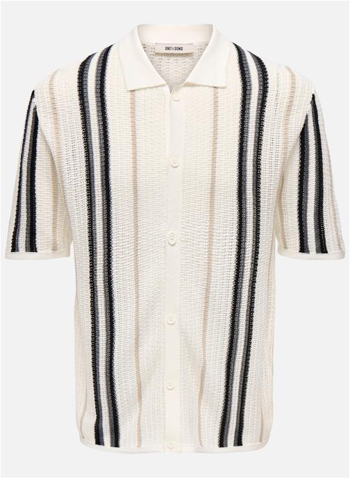 Only & Sons Chemises Chemise coton mélangé à rayures droit - 22036679 homme blanc
