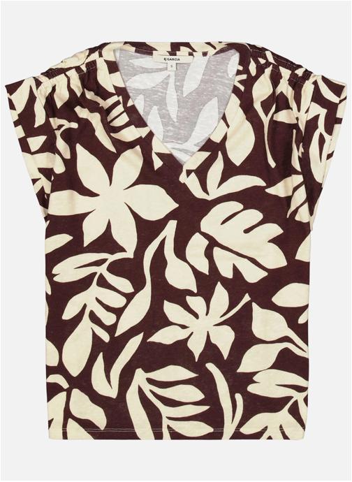 Garcia Tops Top à motifs droit - P260210 femme marron