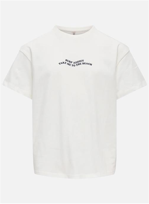 ONLY Tee-shirts T-shirt coton biologique col rond droit - 15374889 fille blanc