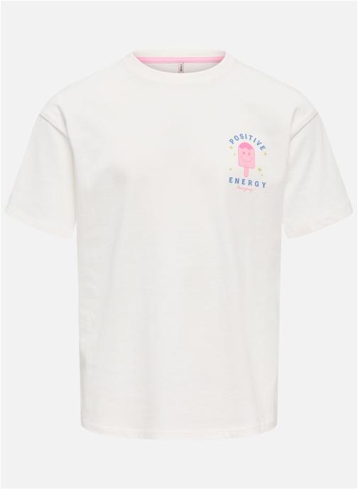 ONLY Tee-shirts T-shirt coton biologique col rond droit - 15374921 fille blanc