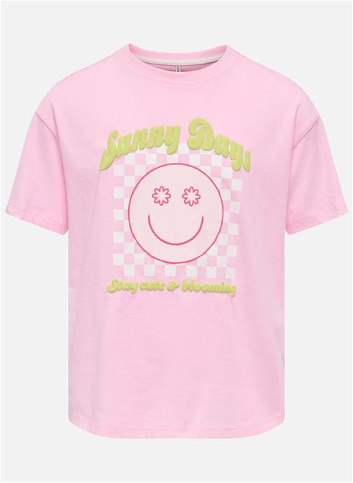 ONLY Tee-shirts T-shirt coton biologique col rond droit - 15374921 fille rose