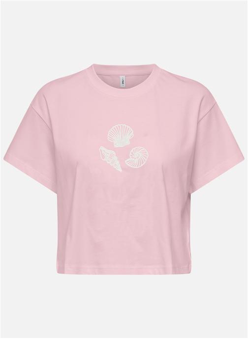 ONLY Tee-shirts T-shirt coton biologique col rond ajusté - 15348981 femme rose