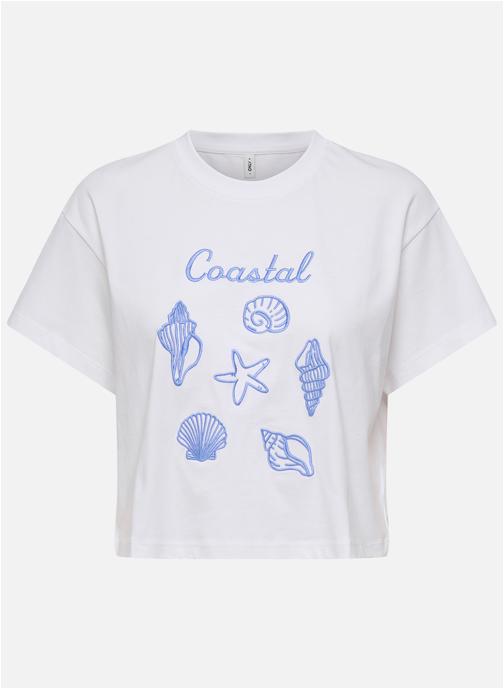 ONLY Tee-shirts T-shirt coton biologique col rond ajusté - 15348981 femme blanc