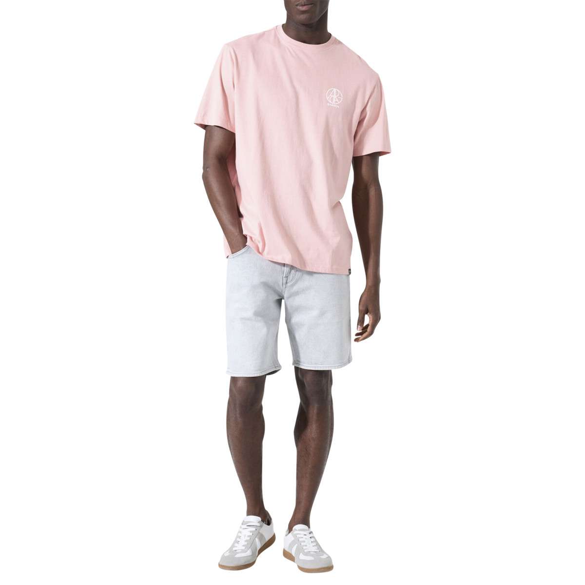 Tee-shirts T-shirt coton col rond droit - P261203 homme rose Garcia Tee-shirts T-shirt coton col rond droit - P261203 homme rose Rose