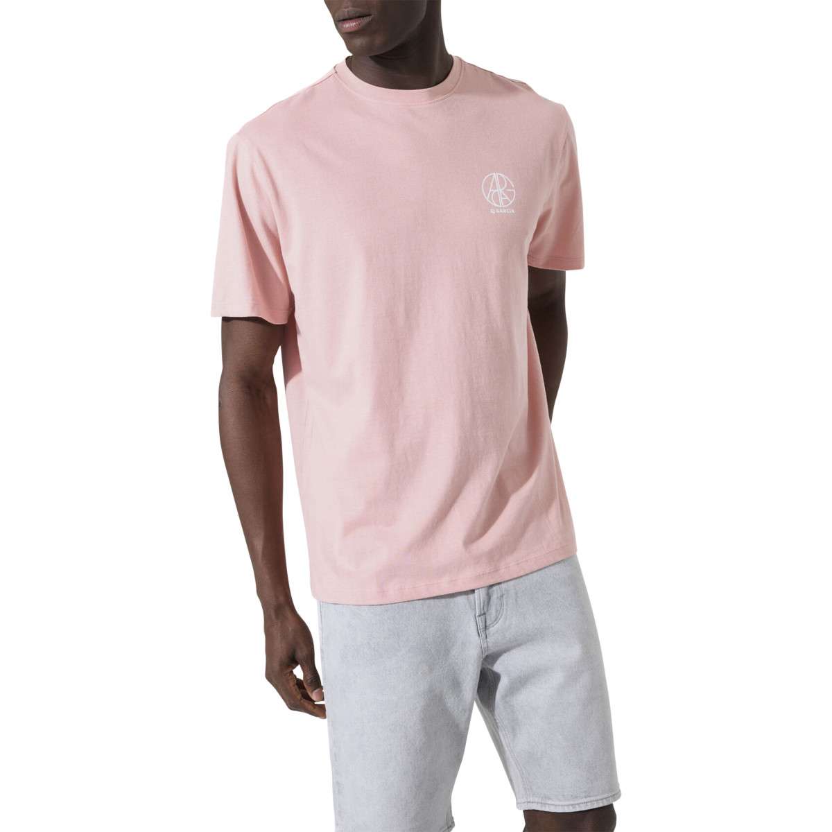 Tee-shirts T-shirt coton col rond droit - P261203 homme rose Garcia Tee-shirts T-shirt coton col rond droit - P261203 homme rose Rose