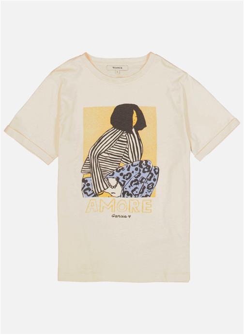 Garcia Tee-shirts T-shirt coton col rond droit - O260006 femme blanc