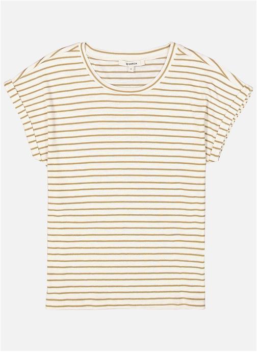 Garcia Tee-shirts T-shirt à rayures col rond droit - Z0021 femme blanc