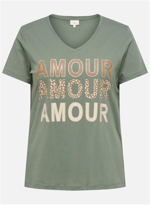 ONLY CARMAKOMA Tee-shirts T-shirt coton biologique col v ajusté - 15368855 femme vert