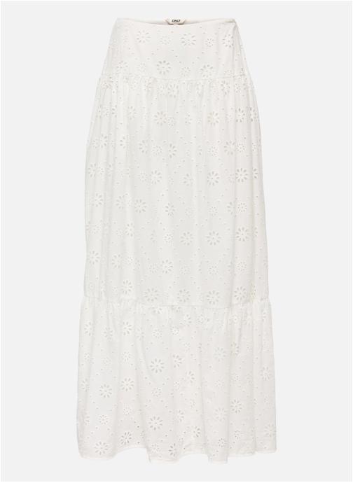ONLY Jupes mi-longues Jupe longue coton évasée - 15371176 femme blanc