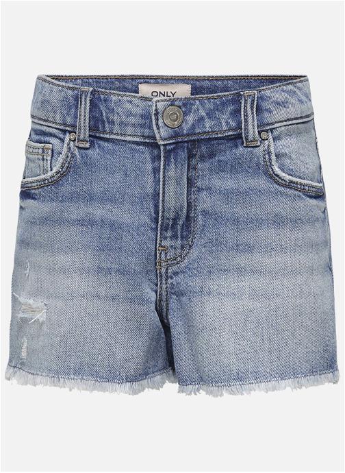 ONLY Shorts Short coton taille intermédiaire droit - 15291605 fille bleu