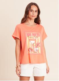 Tee-shirts TIBICHEERS femme orange Bréal Tee-shirts TIBICHEERS femme orange Orange fluo