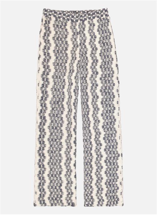 Garcia Pantalons droit Pantalon coton mélangé à motifs taille haute bootcut - O260111 femme blanc