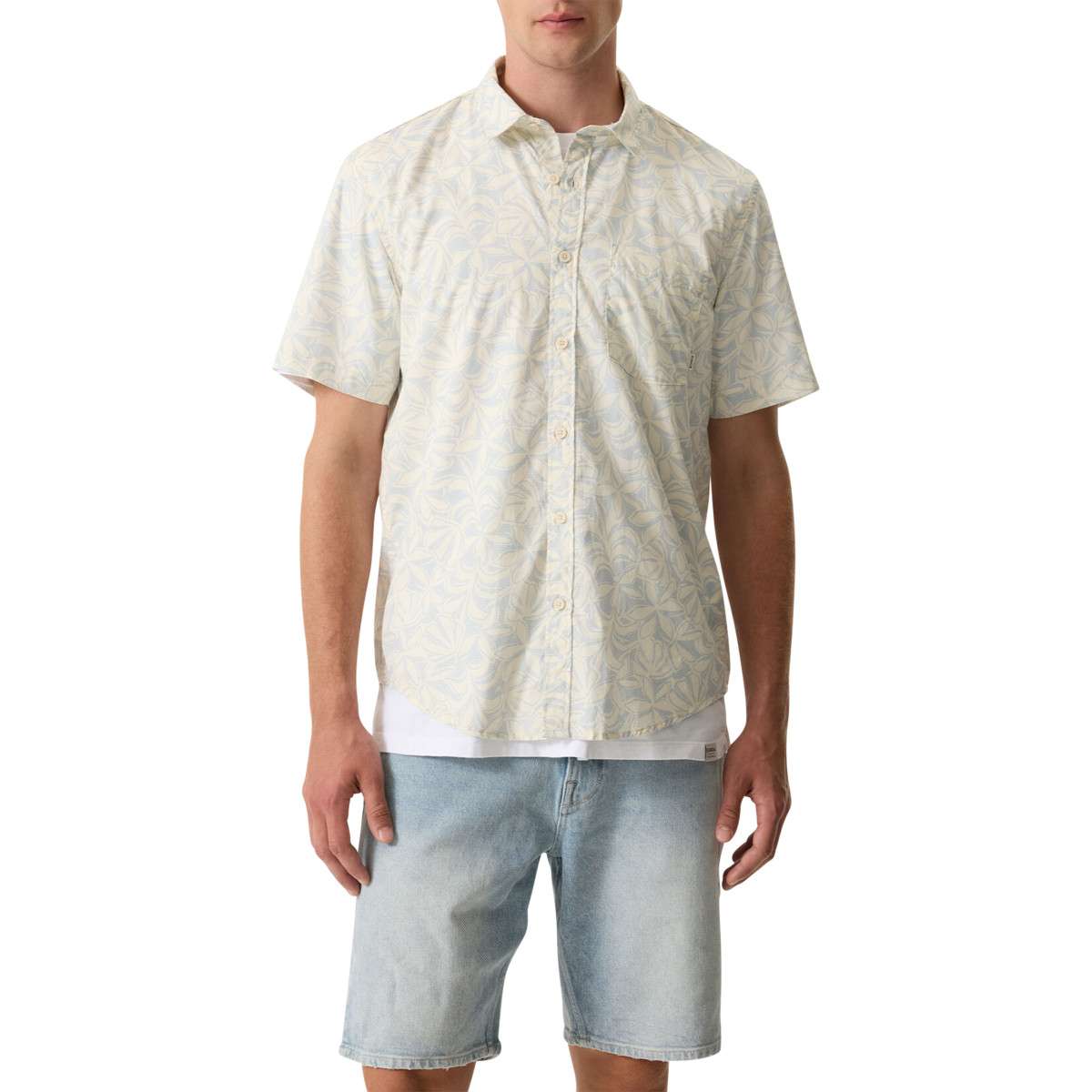 Chemises Chemise coton floral droit - P261290 homme blanc Garcia Chemises Chemise coton floral droit - P261290 homme blanc Blanc