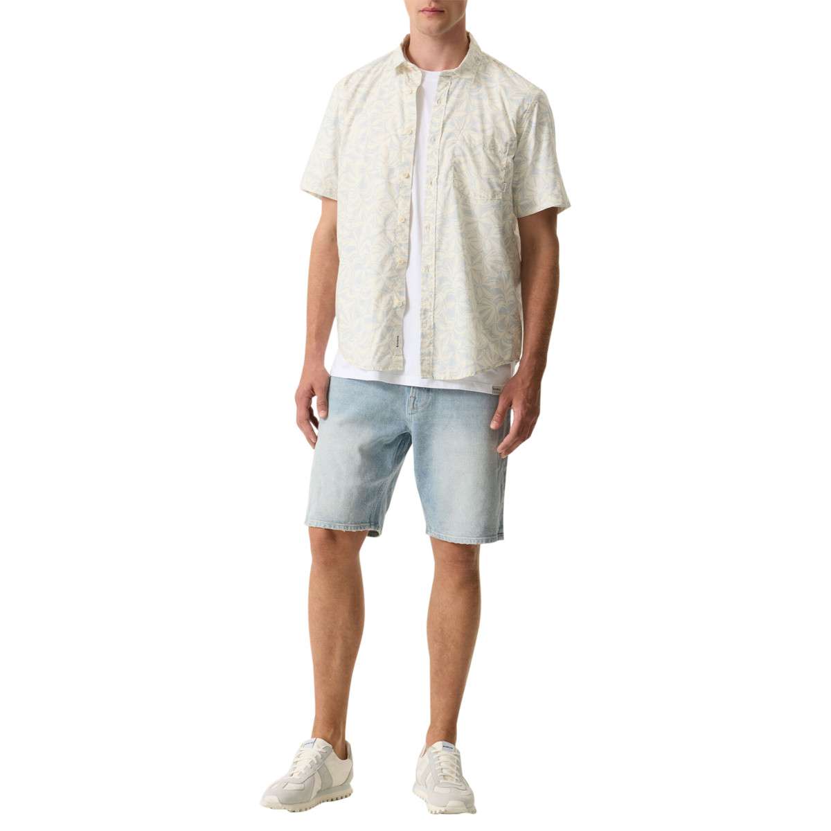 Chemises Chemise coton floral droit - P261290 homme blanc Garcia Chemises Chemise coton floral droit - P261290 homme blanc Blanc
