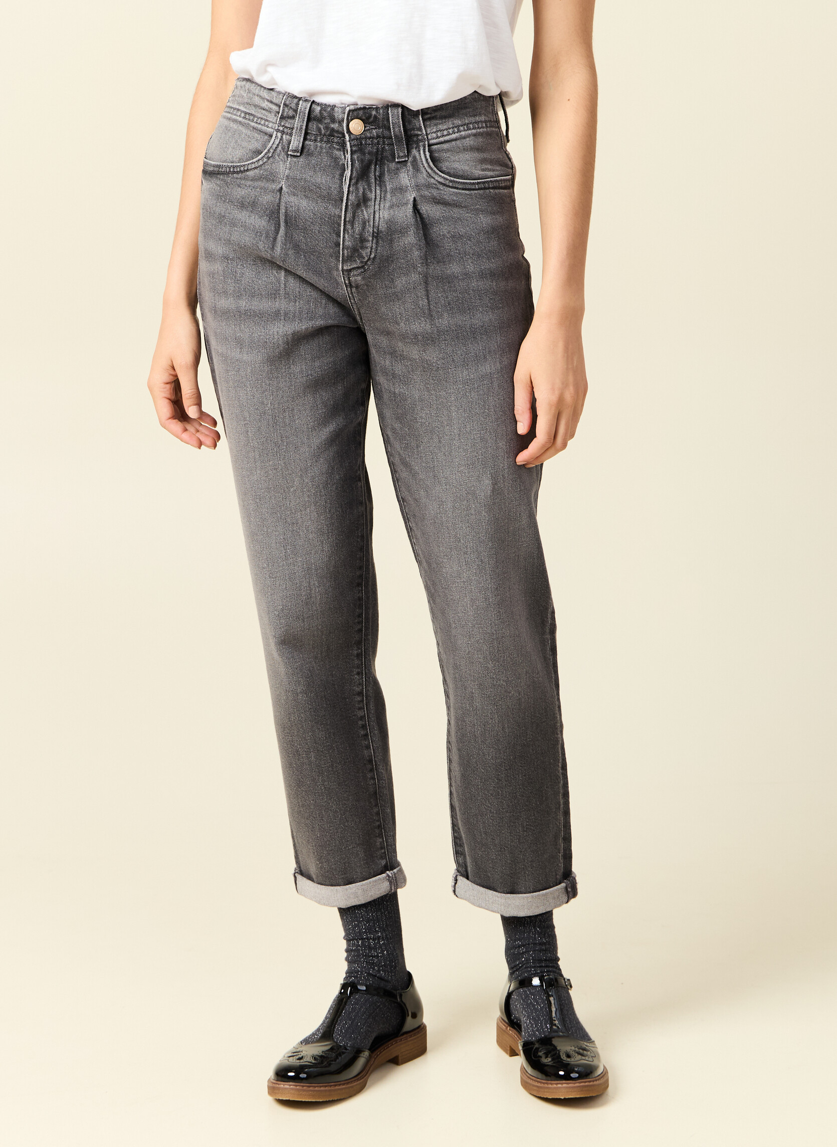 Jeans droit MINSK-RECY femme gris Bonobo Jeans droit MINSK-RECY femme gris Gris