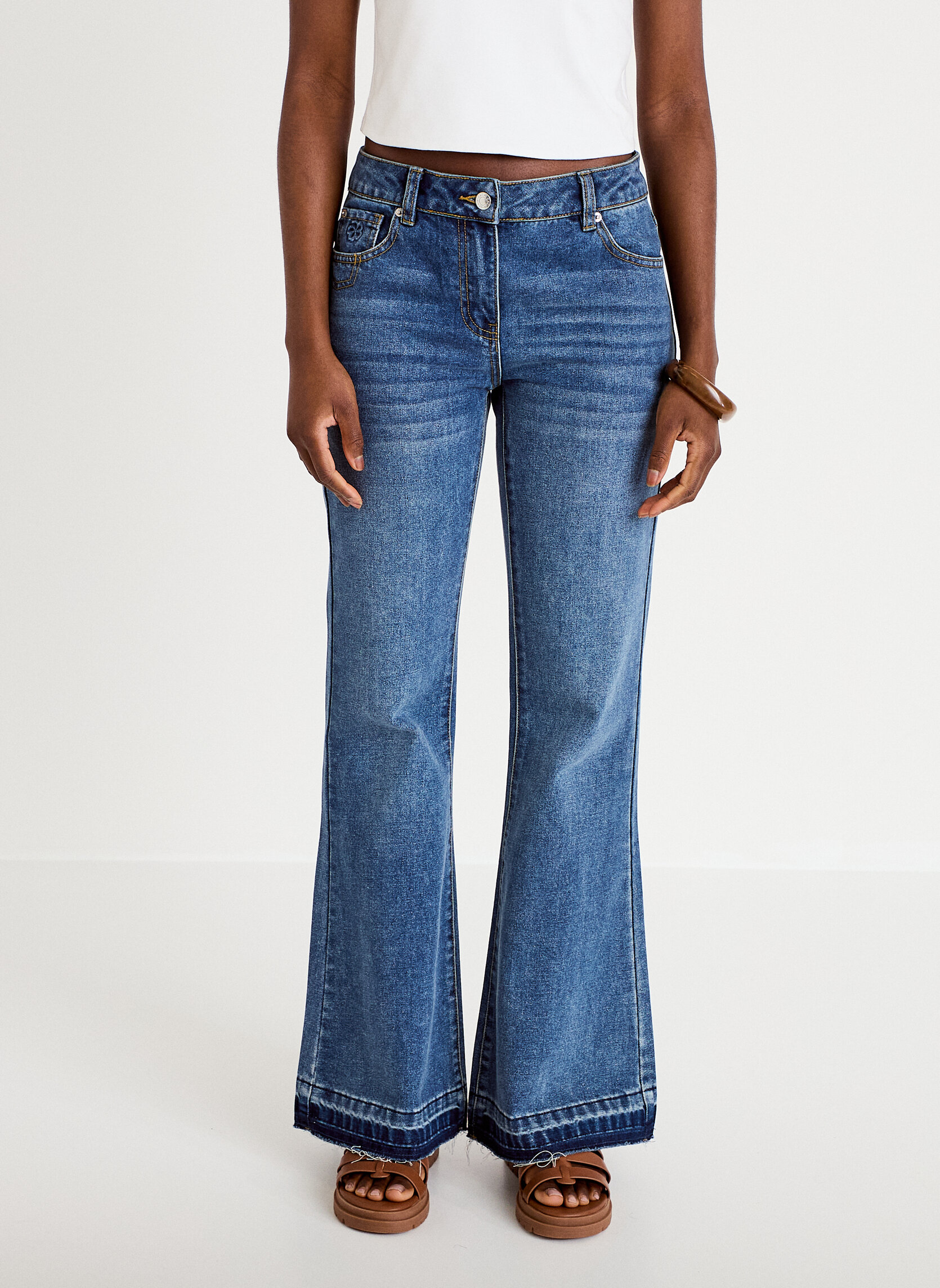 Jeans droit MALNO-PATCH femme bleu Cache Cache Jeans droit MALNO-PATCH femme bleu Bleu foncé
