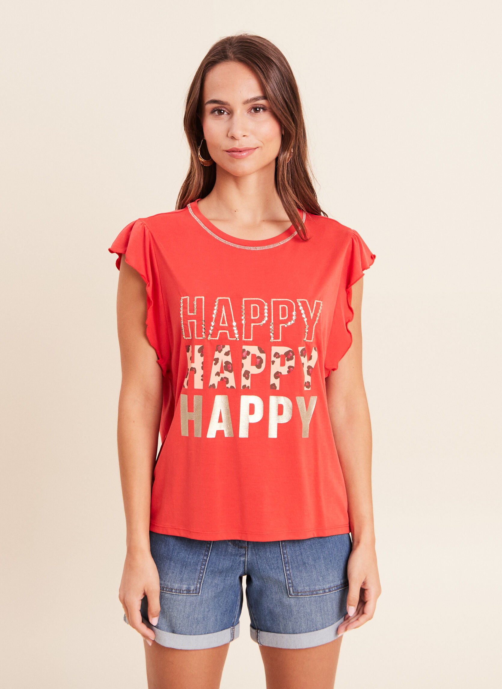 Tee-shirts TIZZAPPY femme orange Bréal Tee-shirts TIZZAPPY femme orange Orange foncé