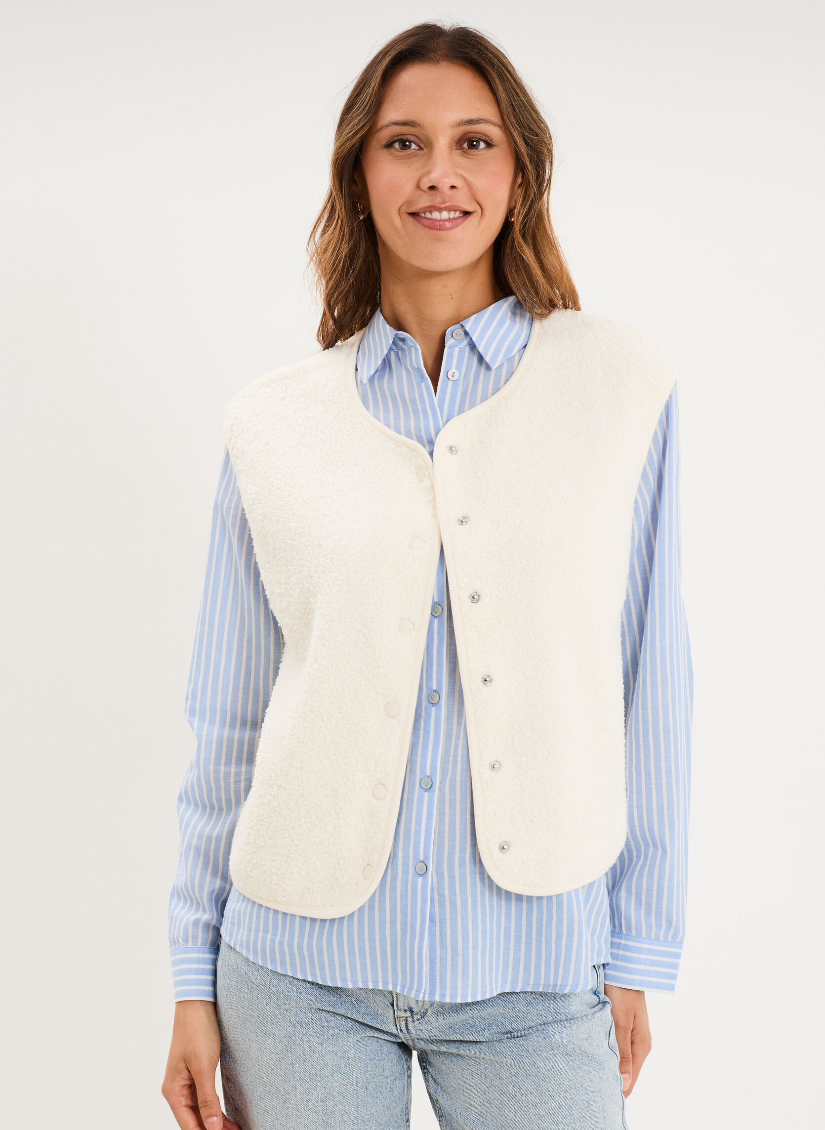 Gilets CRE3_GWALLACE26 femme blanc CREEKS Gilets CRE3_GWALLACE26 femme blanc Blanc