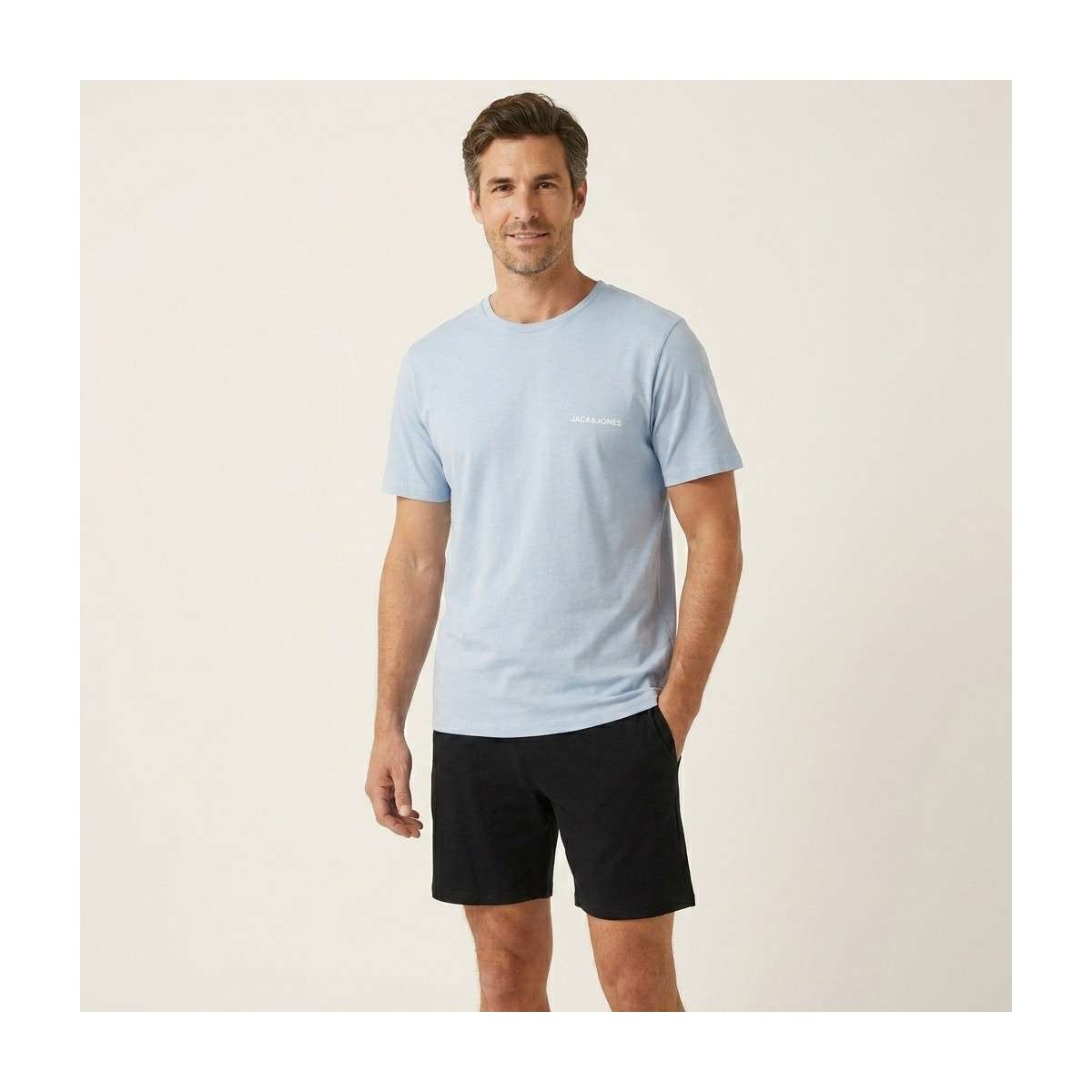 Combinaisons Pyjama Court coton droit - 12273635 homme bleu Jack & Jones Combinaisons Pyjama Court coton droit - 12273635 homme bleu Bleu